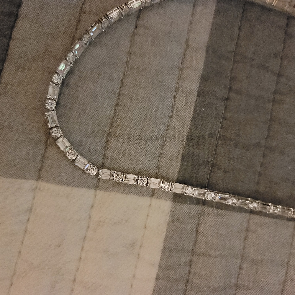 Tiara Cubic Zirconia Graduated 18" Collar Necklace in Sterling Silver $419MSRP